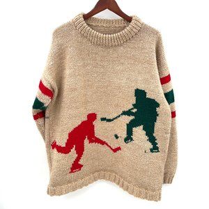 Vintage Hockey Crewneck Sweater Wooly and Chunky